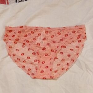 Victoria's Secret Pink Lace Panties with Red Lips.